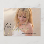 Gold Afstuderen Script Black Photo QR Code Website Briefkaart (Voorkant)
