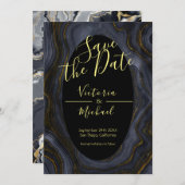 Gold Agate Bewaar de datum uitnodigingen (Voorkant / Achterkant)