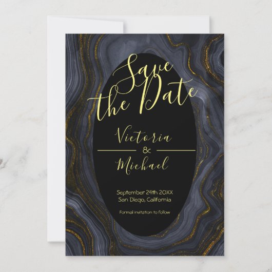 Gold Agate Enregistrer les invitations de date (Devant)