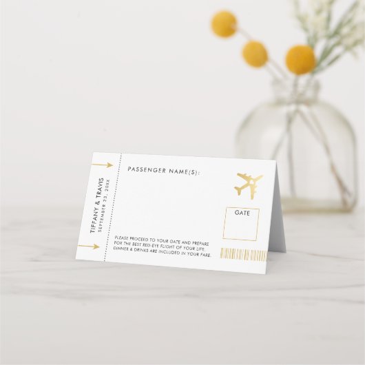Gold Airplane boarding Pass Ticket Folded Escort (Voorkant)