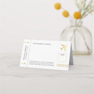 Gold Airplane boarding Pass Ticket Folded Escort