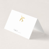 Gold Airplane Cartes de voyage Coeur