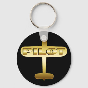 GOLD AIRPLANE PILOT SLEUTELHANGER