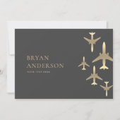 Gold Airplanes Aviation Invitation (Devant)