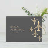 Gold Airplanes Aviation Invitation (Debout devant)