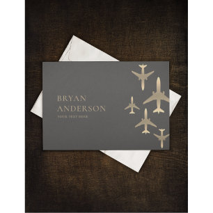 Gold Airplanes Aviation Invitation