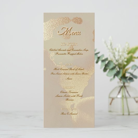 Gold Alcohol Ink Elegant Flat Menu (Debout devant)