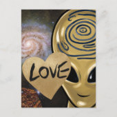 Gold Alien Love Briefkaart (Voorkant)