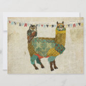 Gold Alpaca Blauwgroen Owl Birthday Invitation Kaart (Achterkant)
