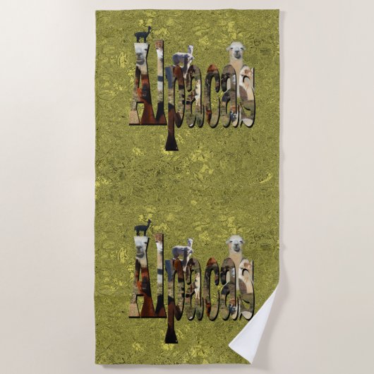 Gold Alpacas Design, Serviette de plage (Devant)