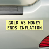 GOLD ALS GELD VEREINDIGT INFLATIE BUMPERSTICKER (Op auto)