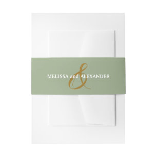 Gold Ampersand Sage Wedding Uitnodigingen Wikkel