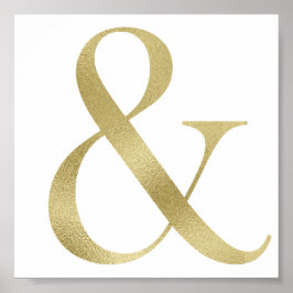 Gold ampersand wall art, folie font poster
