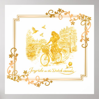 Gold Amsterdam Arched Bridges Charm Poster