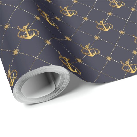 Gold Anchor Cadeaupapier (Rol Hoek)
