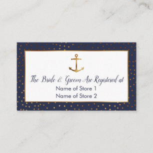 Gold Anchor Confetti, Navy Wedding Registry Kaarte Informatiekaartje