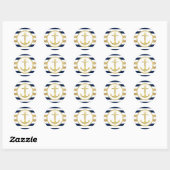 Gold Anchor Nautical Navy Stripes Envelope Seal Ronde Sticker (Vel)