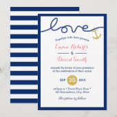 Gold Anchor Navy Blue Nautical Wedding Kaart (Voorkant / Achterkant)