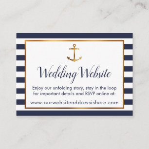 Gold Anchor Navy en White Stripes Detail-kaarten Informatiekaartje