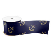 Gold Anchors Navy Blue Background Pattern Lint (Spoel)