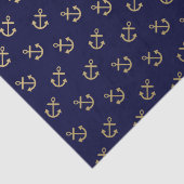 Gold Anchors Navy Blue Background Pattern Tissuepapier (Detail)