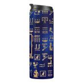 Gold Ancient Egyptian Hieroglyphics on Blue Thermosbeker (Geroteerd rechts)