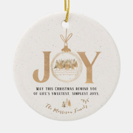 Gold and Beige Joy Classy Christmas Keramisch Ornament