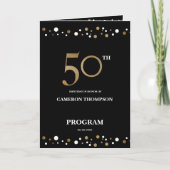 Gold and Black confetti 50th verjaardagsprogramma Programma (Voorkant)