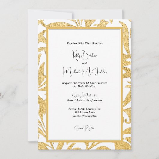 Gold and Black Elegant Wedding Kaart (Voorkant)