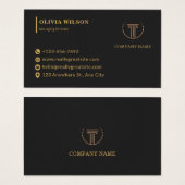 Gold and Black Modern Corporate Business Card (Devant & derrière)