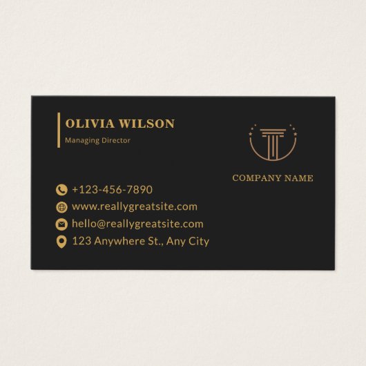 Gold and Black Modern Corporate Business Card (Devant)