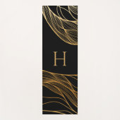 Gold and Black Modern Pattern Monogram Yogamat (Voorkant)
