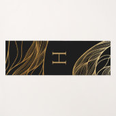 Gold and Black Modern Pattern Monogram Yogamat (Voorkant (horizontaal))