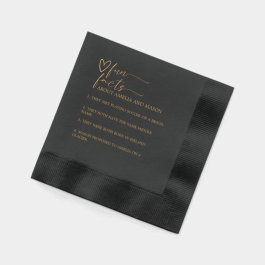 Gold and Black Script Calligraphy Wedding Fun Fact (Gauche)