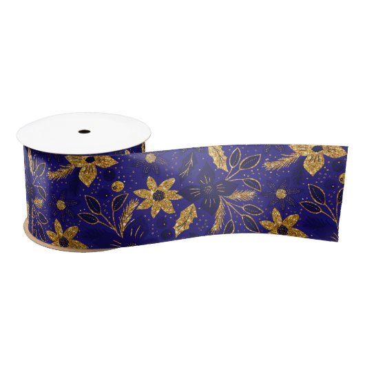 Gold and Blue Christmas Poinsettia Flowers Lint (Spoel)