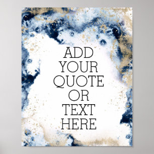 Gold and Blue painted  Personalized Quote Poster