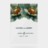 Gold and Emerald Green Poppy Acrylic Sign (Recto)