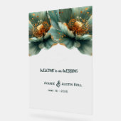 Gold and Emerald Green Poppy Acrylic Sign (Angle)