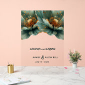 Gold and Emerald Green Poppy Acrylic Sign (Mariage)