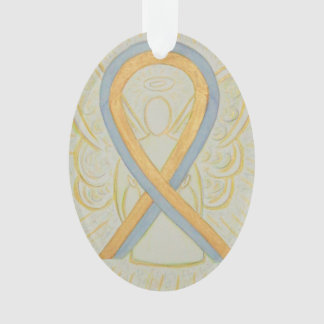 Gold and Grey Awareness Ribbon Angel Ornament