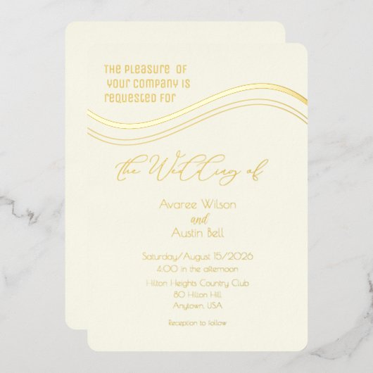 Gold and Ivory Minimalist Wedding Invitation (Recto/Verso)