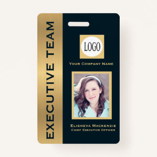 Gold and Navy Creative Employee ID Badge