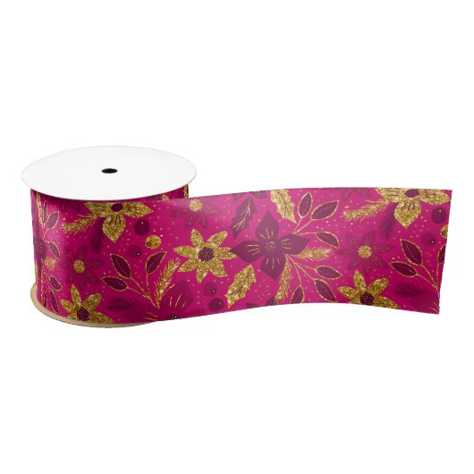 Gold and Pink Christmas Poinsettia Flowers Lint (Spoel)