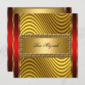 Gold and Red Art Deco Bar Mitzvah Invitation (Devant / Derrière)