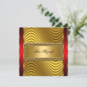 Gold and Red Art Deco Bar Mitzvah Invitation (Debout devant)