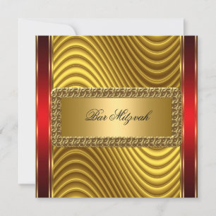 Gold and Red Art Deco Bar Mitzvah Invitation
