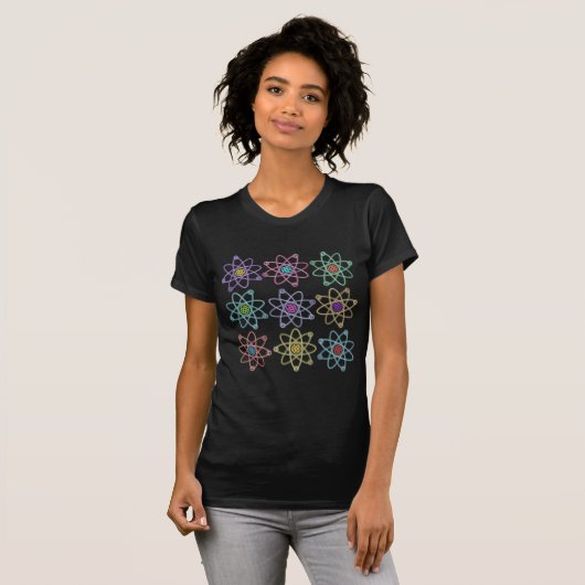 Gold and Silver Atomic Structern Pattern Science T-shirt (Voorkant volledig)