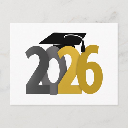 Gold and Silver Class of 2026 Graduation Briefkaart (Voorkant)