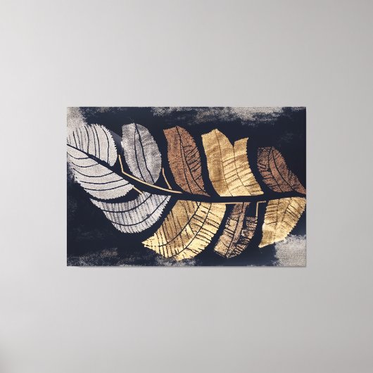Gold and Silver Metallic Leaves Elegant Botanical  Canvas Afdruk (Voorkant)