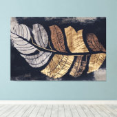 Gold and Silver Metallic Leaves Elegant Botanical  Canvas Afdruk (Insitu (Houten vloer))